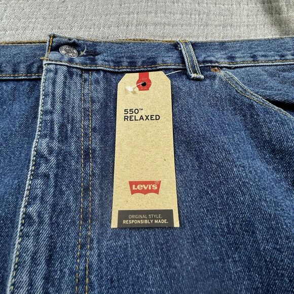 NWT Levis 550 Relaxed Jeans Men 50x32 B&T Tapered Work Denim - Picture 9 of 12